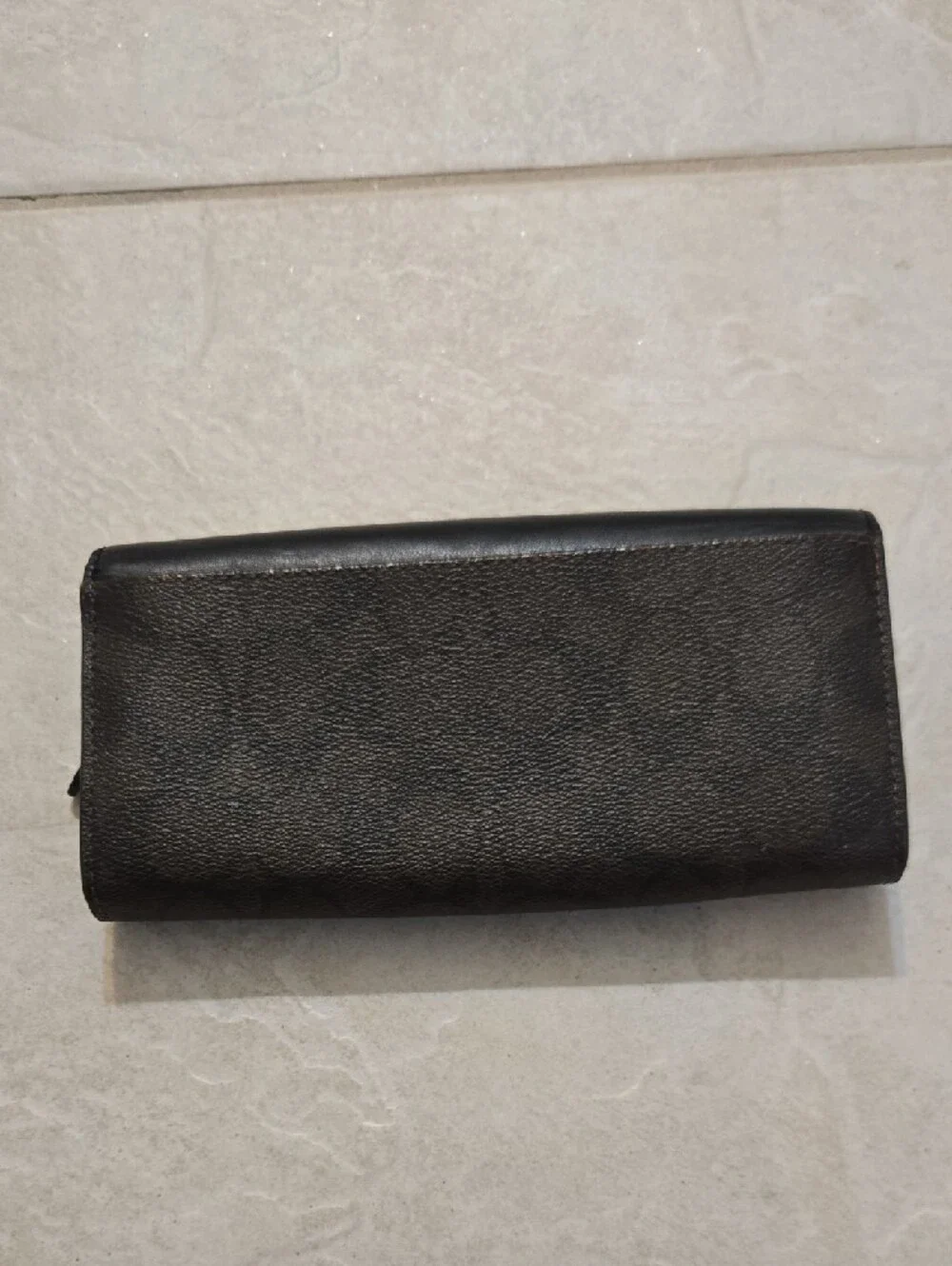 Coach Black Leather Continental Wallet with Gold Logo